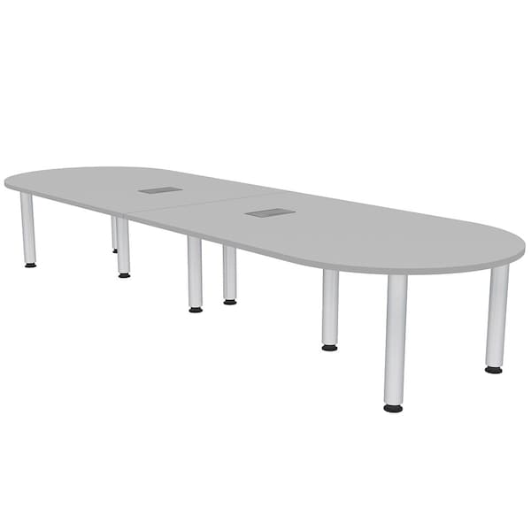 45 in W, 144 in L, 29 in H, Engineered Wood Top, Grey
